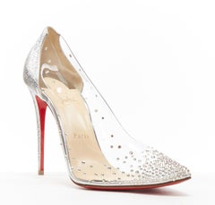 CHRISTIAN LOUBOUTIN Degrastrass 100 clear PVC silver strass bridal pump EU40