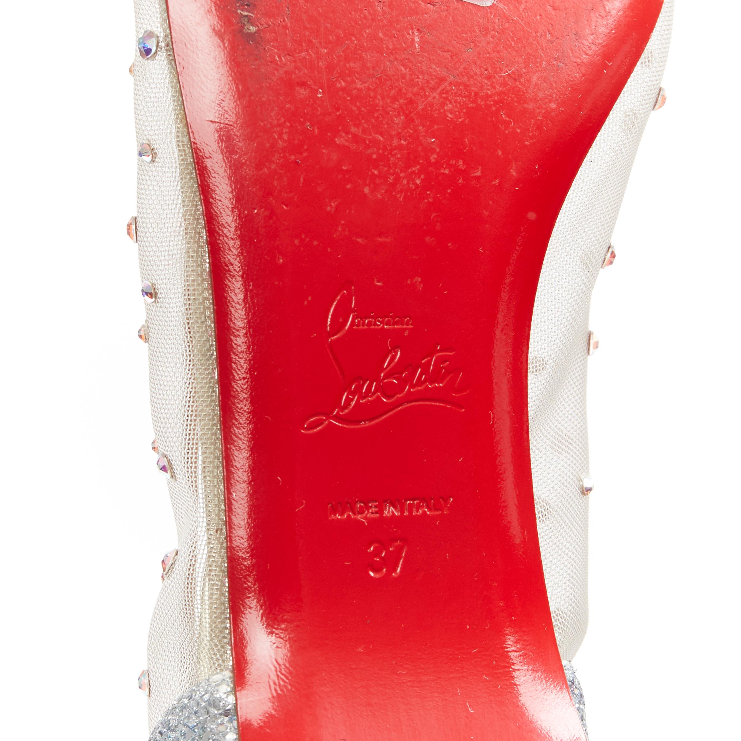 CHRISTIAN LOUBOUTIN Degrastrasss Flats de ballet en maille de cristal strass nu EU37 5