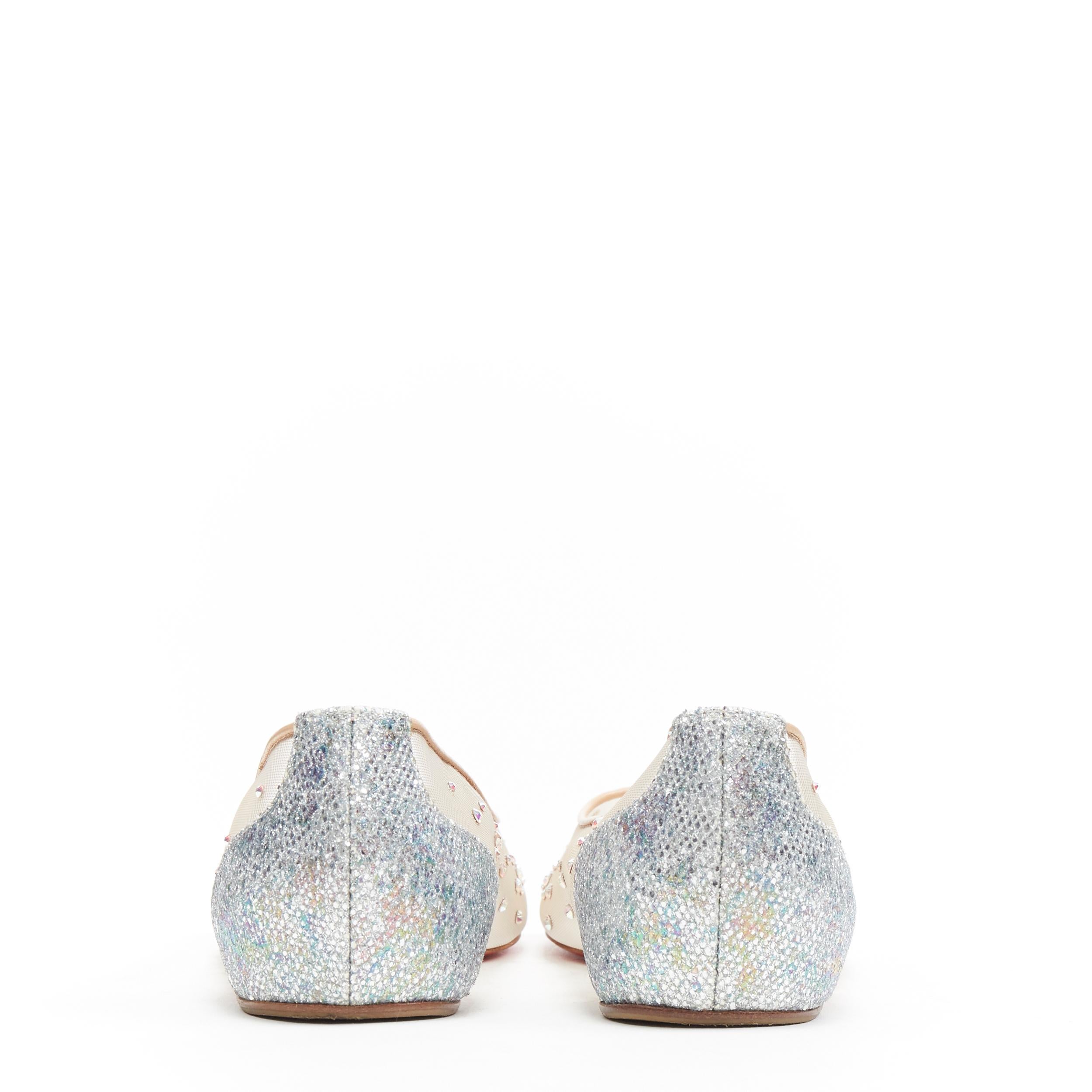  CHRISTIAN LOUBOUTIN Degrastrasss Flats de ballet en maille de cristal strass nu EU37 Pour femmes 