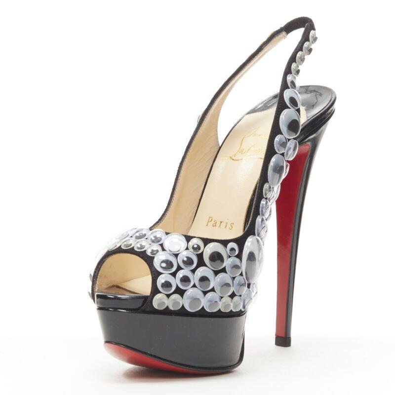 CHRISTIAN LOUBOUTIN Deja Vu 150 in vernice nera con plateau peeptoe EU36 In condizioni buone in vendita a Hong Kong, NT