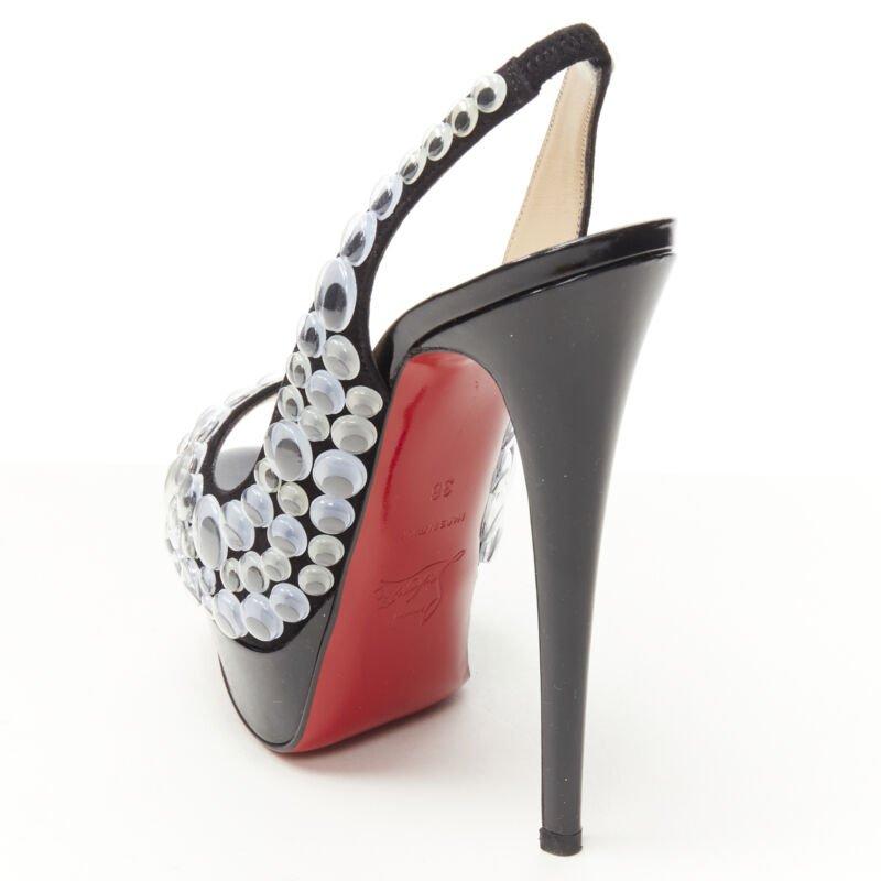 CHRISTIAN LOUBOUTIN Deja Vu 150 in vernice nera con plateau peeptoe EU36 in vendita 3