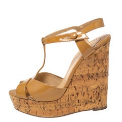 Christian Louboutin Dijon Leather Marina Cork Wedge Platform Sandals Size 36