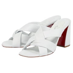 Christian Louboutin Dispo Club 85 White Leather Sandals Sz 38