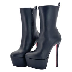 Christian Louboutin Dolly Booty Alta 160 Black Platform High Heel Boots 37.5