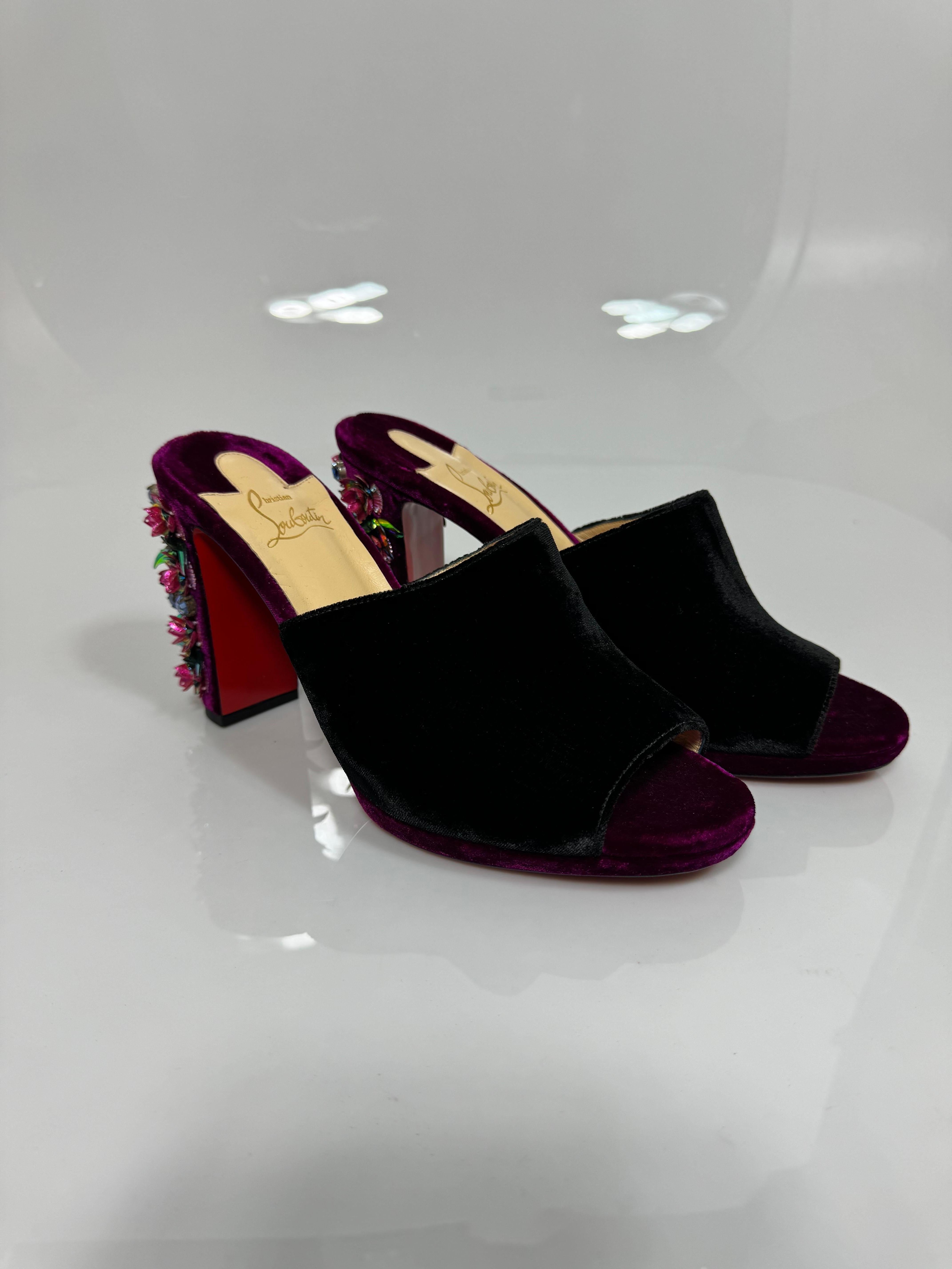 Christian Louboutin Donaflor 100 Embellished Velvet Mules-Size 40.5 NEW For Sale 3