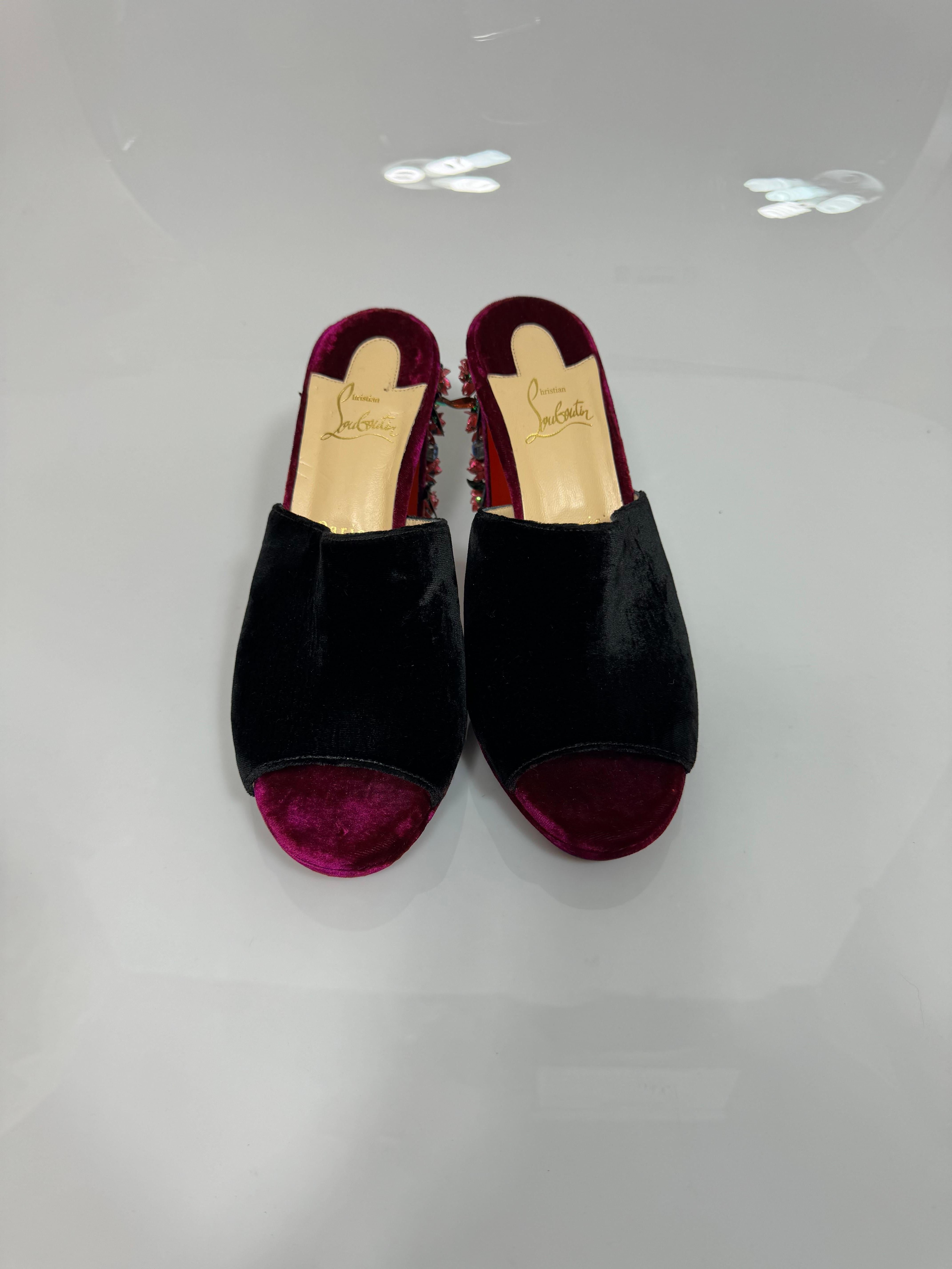 Christian Louboutin Donaflor 100 Embellished Velvet Mules-Size 40.5 NEW For Sale 4