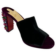 Christian Louboutin Donaflor 100 Embellished Velvet Mules-Size 40.5