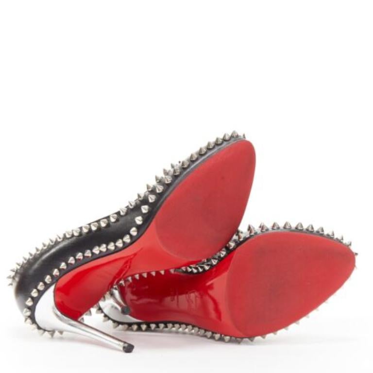 CHRISTIAN LOUBOUTIN Dorispiky nero argento punk spike stud round pump EU36.5 in vendita 6