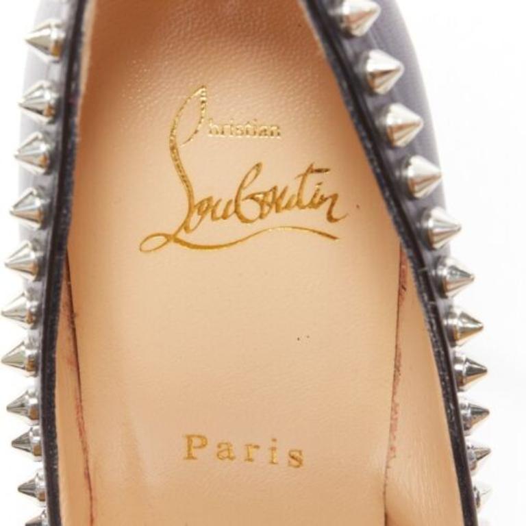 CHRISTIAN LOUBOUTIN Dorispiky nero argento punk spike stud round pump EU36.5 in vendita 4