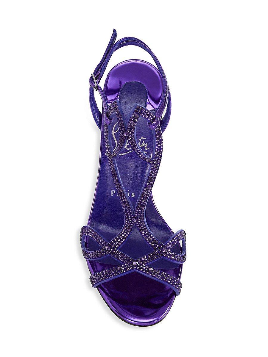 Women's Christian Louboutin Double L Strass Crystal Elektra Sandal Sz 36 NWT For Sale