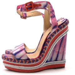 Christian Louboutin Duplice Tie-Die Espadrille Wedge Sandals US 5