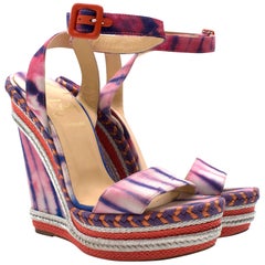 Christian Louboutin Duplice Tie-Die Espadrille Wedge Sandals US 5