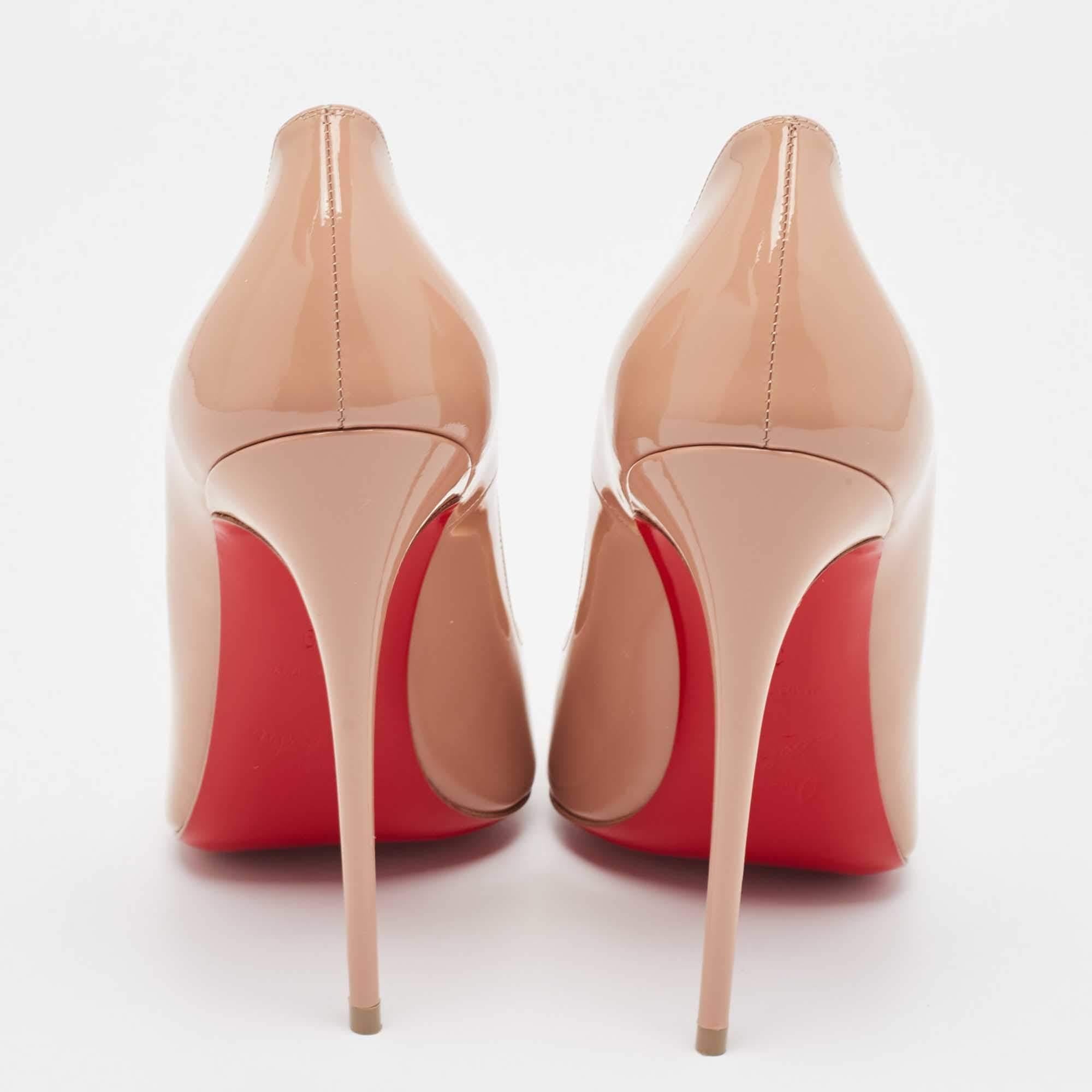 Women's Christian Louboutin Dusty Pink Patent Leather So Kate Pumps Size 39