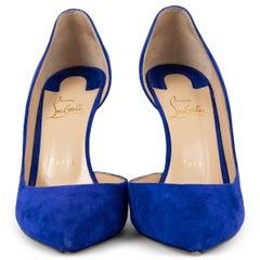 CHRISTIAN LOUBOUTIN Elixir blue suede IRIZA 100 Pumps Shoes 38