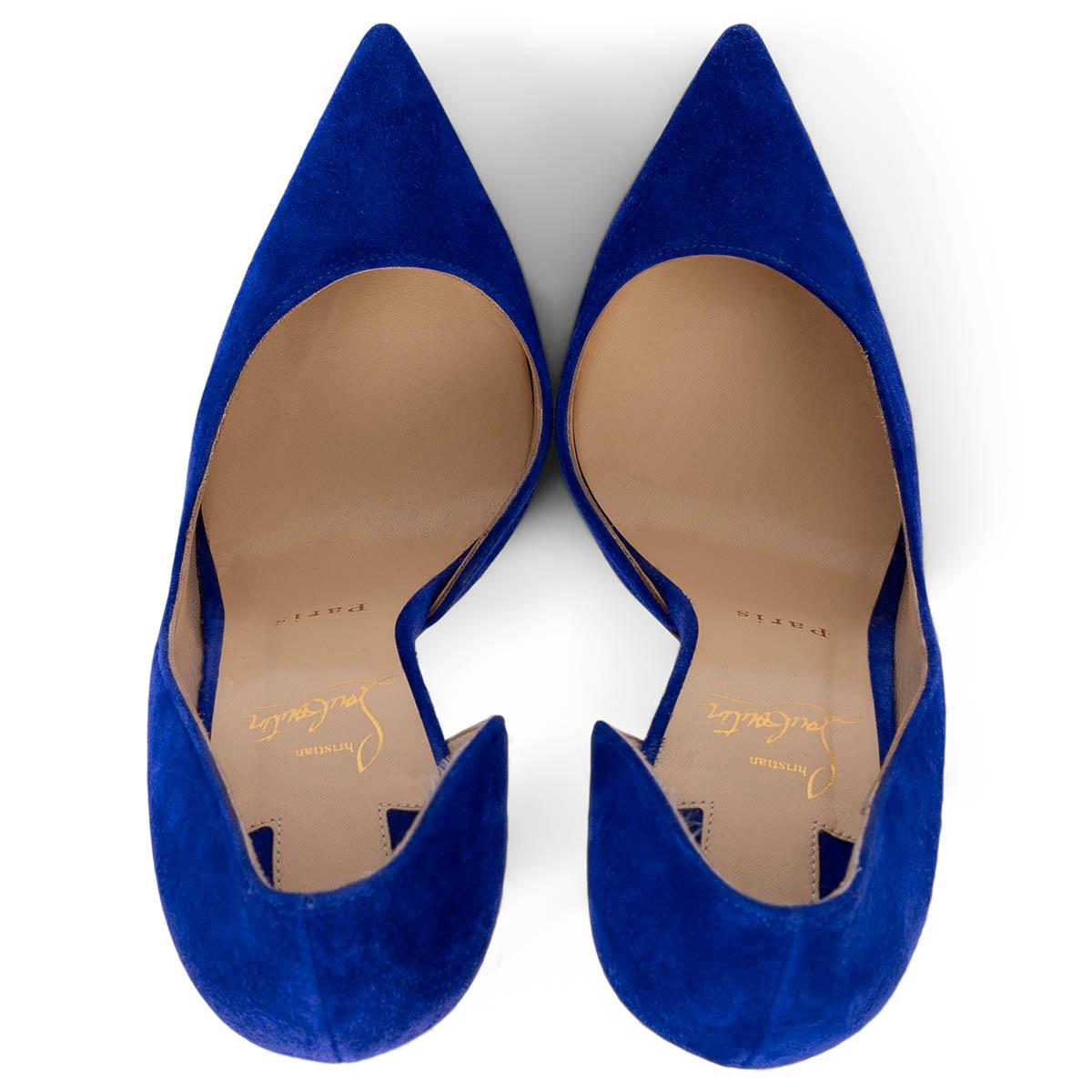 CHRISTIAN LOUBOUTIN Elixir blue suede IRIZA 100 Pumps Shoes 38.5 For Sale 2