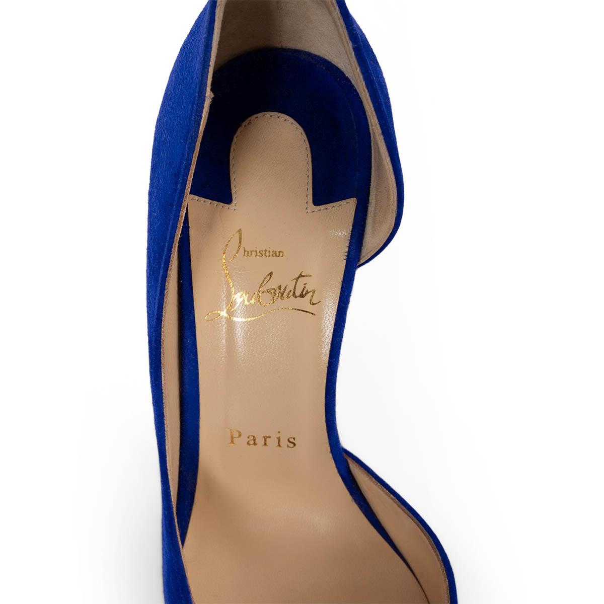 CHRISTIAN LOUBOUTIN Elixir blue suede IRIZA 100 Pumps Shoes 38.5 For Sale 3