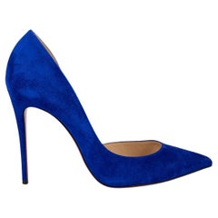CHRISTIAN LOUBOUTIN Elixir blue suede IRIZA 100 Pumps Shoes 38.5