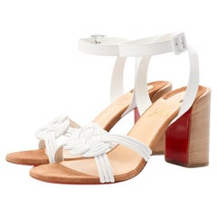 Christian Louboutin Ella 85 White Nappa Sandals Sz 38.5 NWT