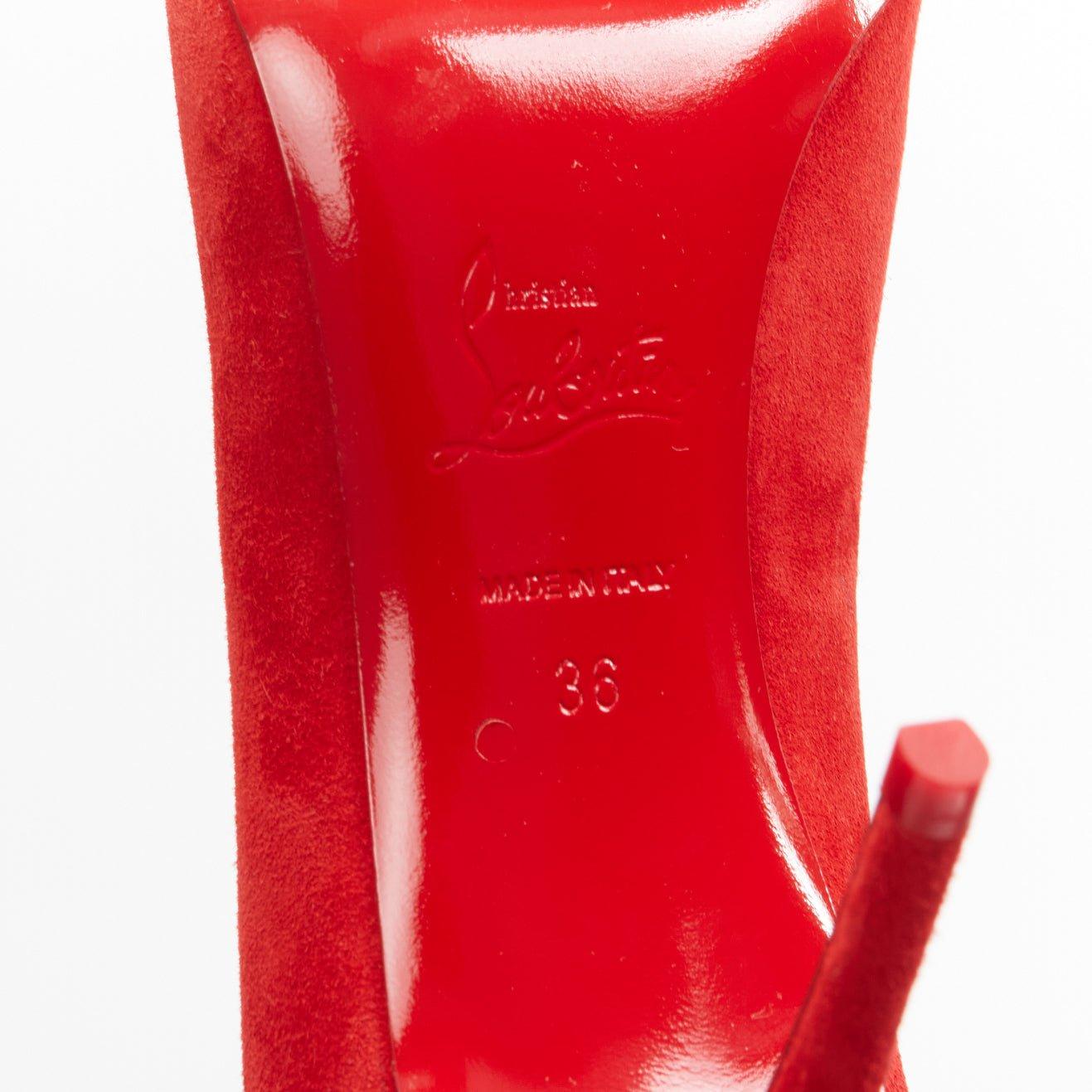 CHRISTIAN LOUBOUTIN Escarpin classique Eloise 85 Loubi en daim rouge à bout en amande EU36 5