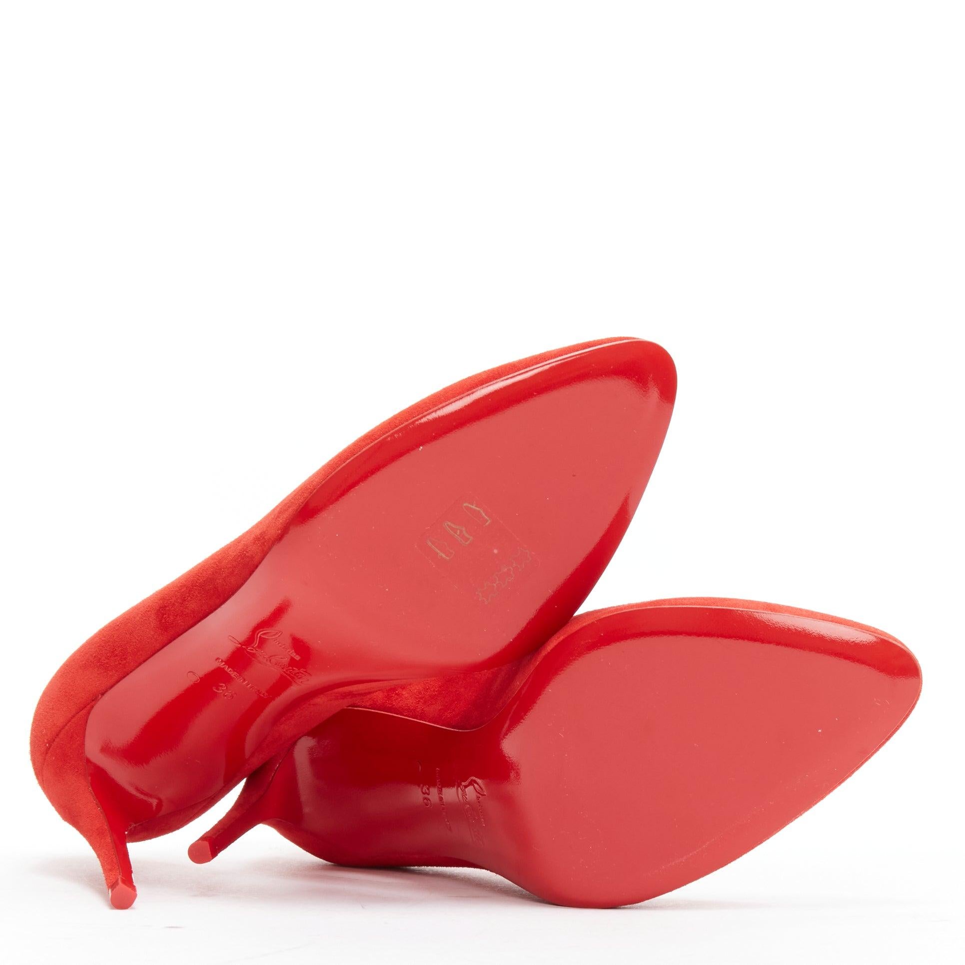 CHRISTIAN LOUBOUTIN Escarpin classique Eloise 85 Loubi en daim rouge à bout en amande EU36 6