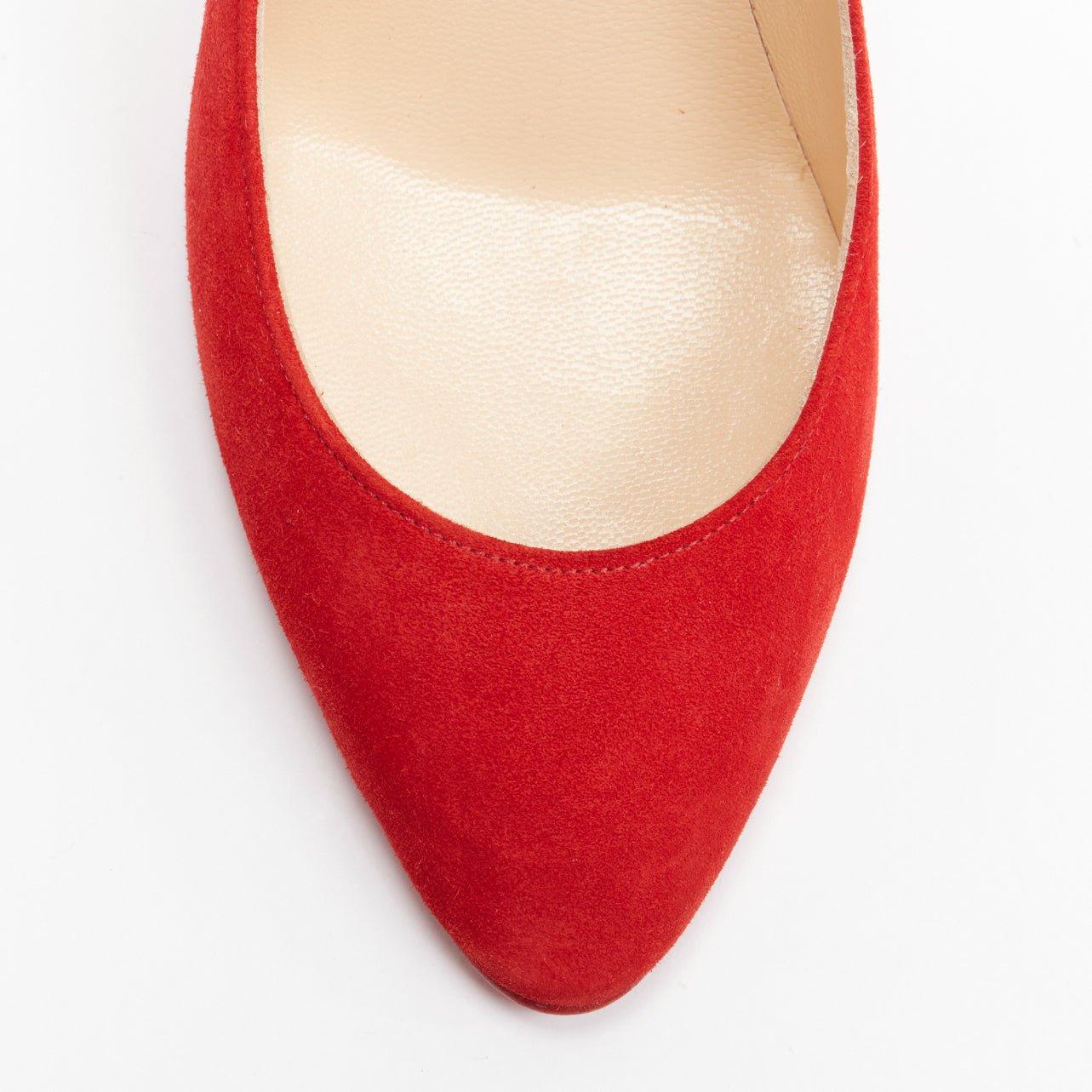 CHRISTIAN LOUBOUTIN Escarpin classique Eloise 85 Loubi en daim rouge à bout en amande EU36 1