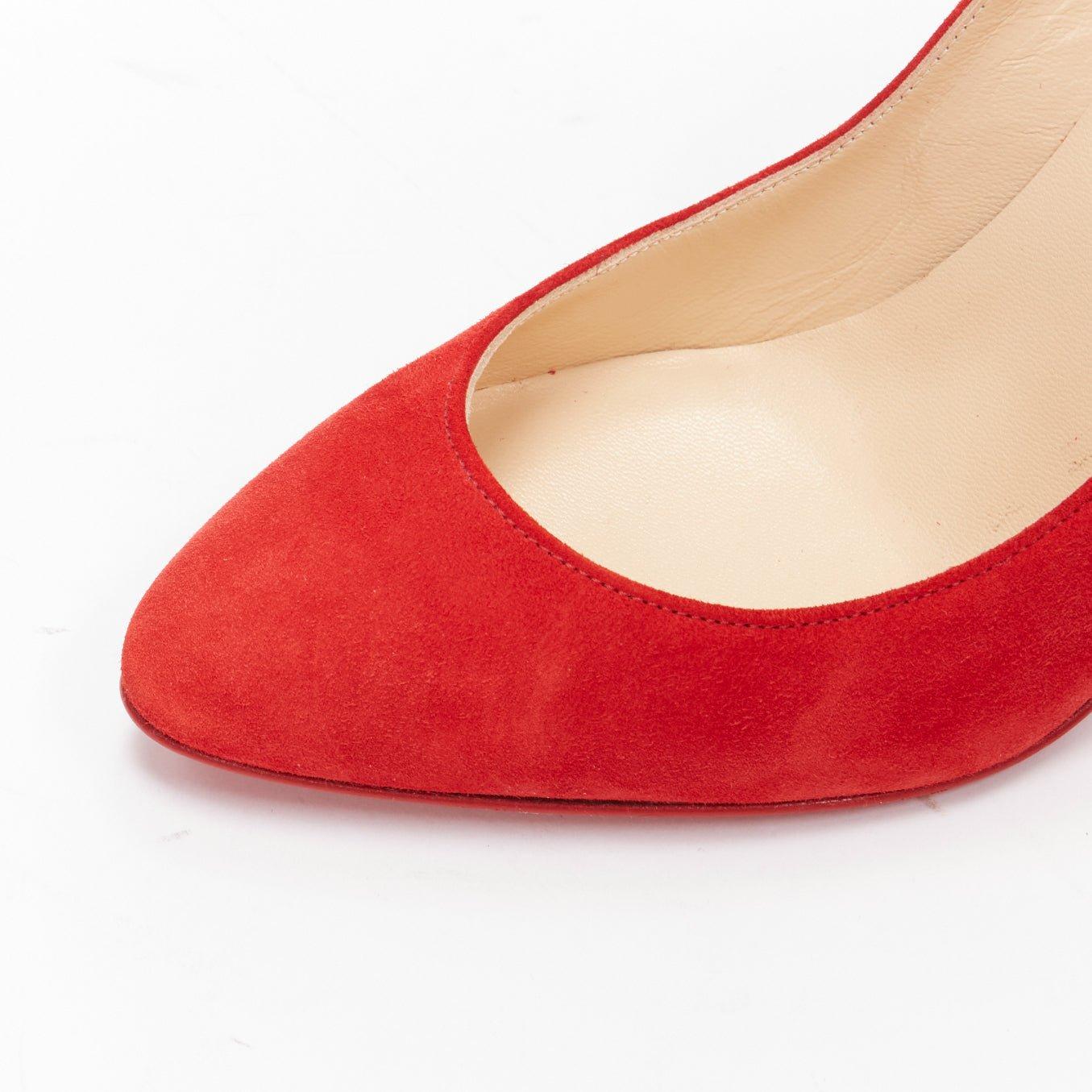 CHRISTIAN LOUBOUTIN Escarpin classique Eloise 85 Loubi en daim rouge à bout en amande EU36 2