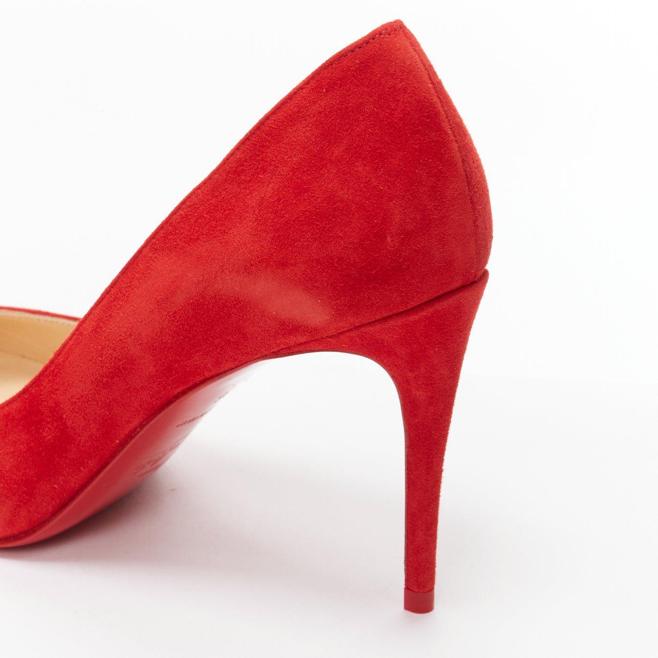 CHRISTIAN LOUBOUTIN Escarpin classique Eloise 85 Loubi en daim rouge à bout en amande EU36 3