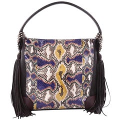 Christian Louboutin Eloise Fringe Hobo Python with Leather Medium