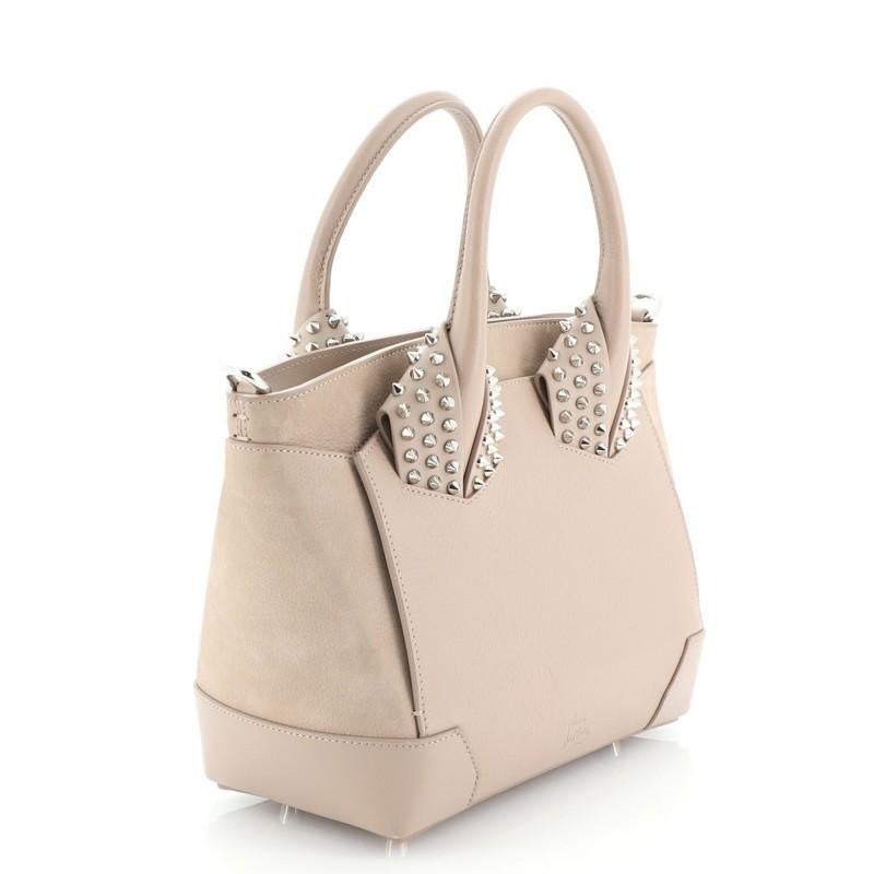Beige Christian Louboutin Eloise Satchel Spiked Leather Small