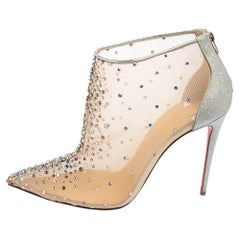 Christian Louboutin Embellished Pointed Toe Ankle Boots Size 39.5