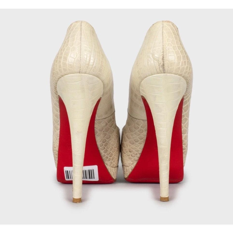 Christian Louboutin Zapatos de tacón con cuña en relieve beige Sz.38.5 Beige en venta