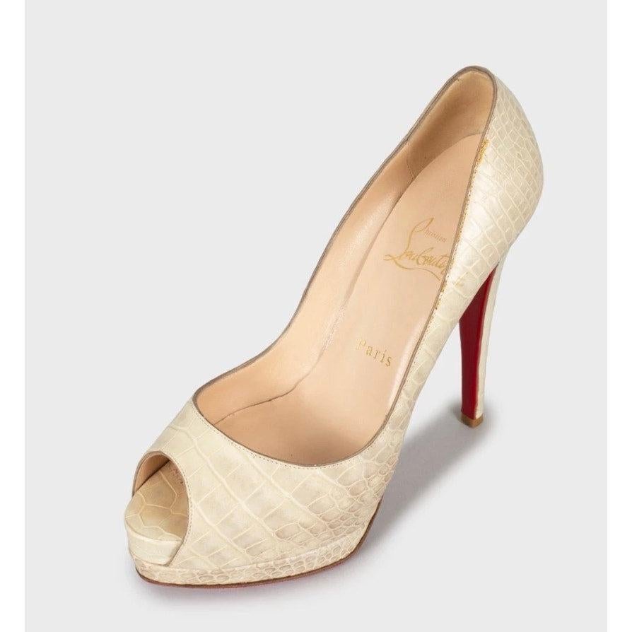 Christian Louboutin Zapatos de tacón con cuña en relieve beige Sz.38.5 en Bueno estado para la venta en Krakow, PL