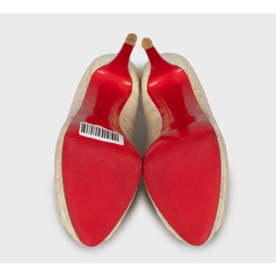 De las mujeres Christian Louboutin Zapatos de tacón con cuña en relieve beige Sz.38.5 en venta