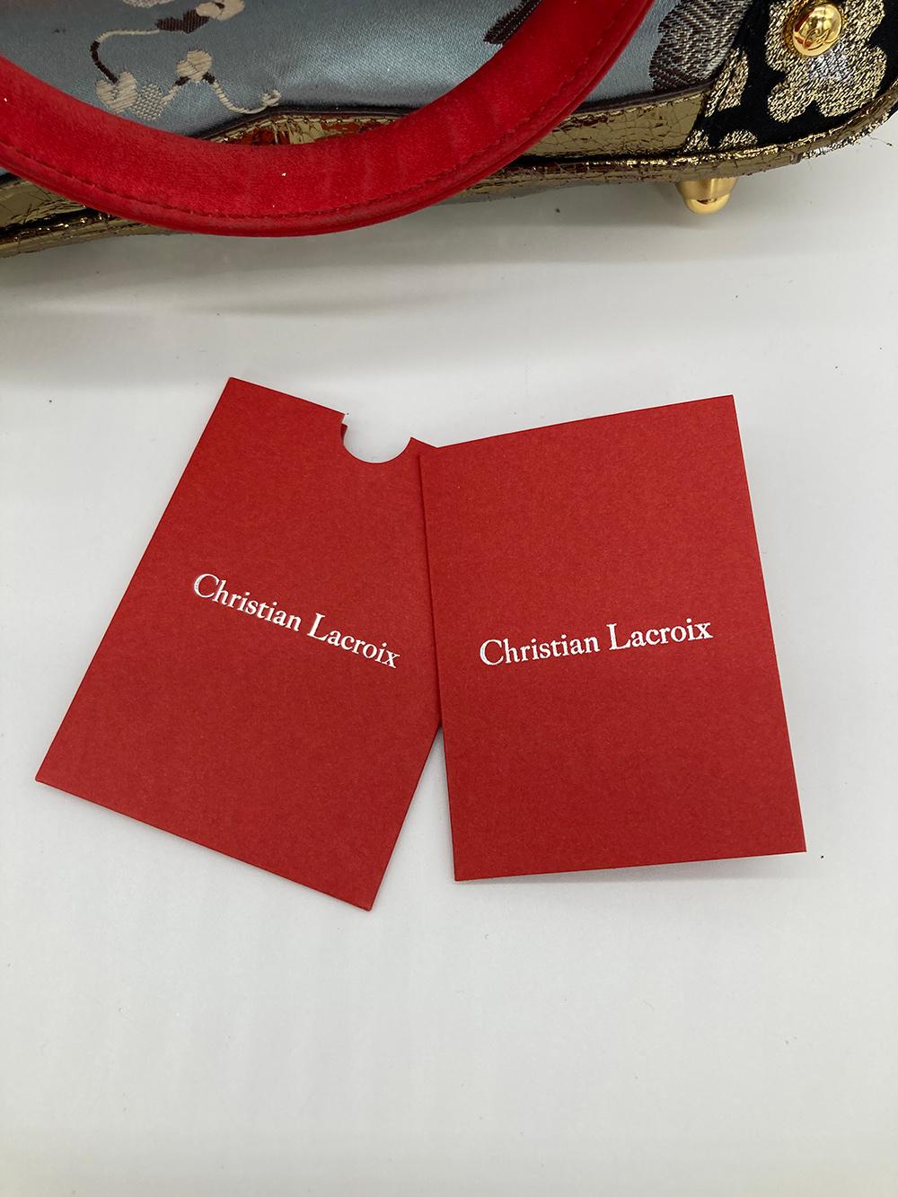 Christian Lacroix Embroidered Silk Crystal Charm Embellished Handbag 9