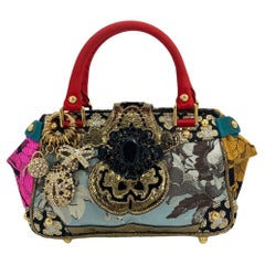 Christian Lacroix Embroidered Silk Crystal Charm Embellished Handbag