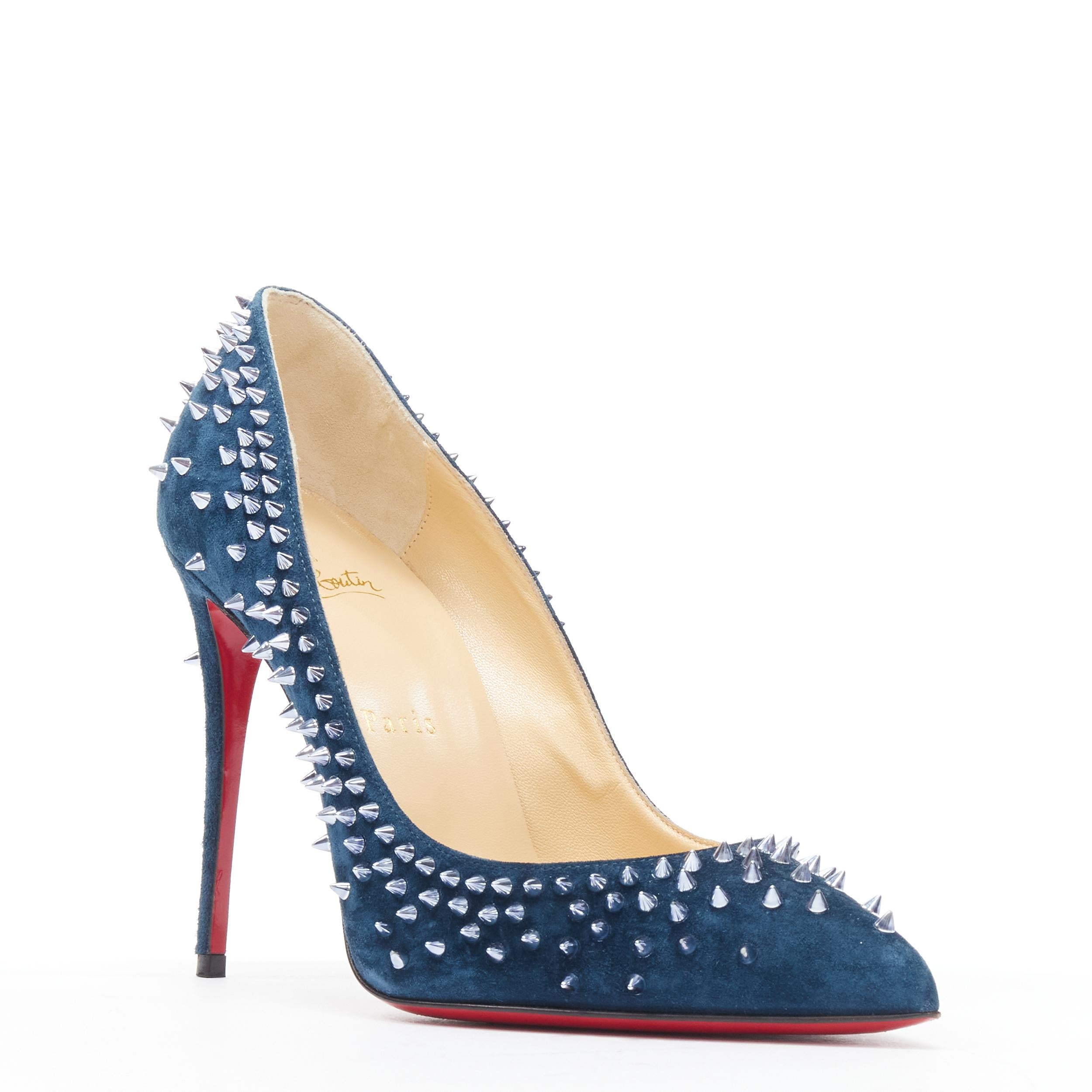 CHRISTIAN LOUBOUTIN Escaparic navy blue spike stud pigalle pump EU38.5 
Reference: TGAS/B01650 
Brand: Christian Louboutin 
Designer: Christian Louboutin 
Model: Escarpic studded 
Material: Suede 
Color: Blue 
Pattern: Solid 
Extra Detail: Escarpic.