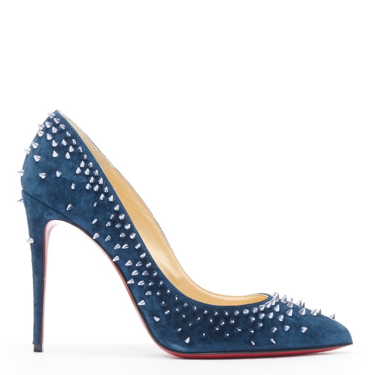 Christian Louboutin Shoe Size 36.5 Blue & Black Textile Studded Slip On  Sneakers — Labels Resale Boutique