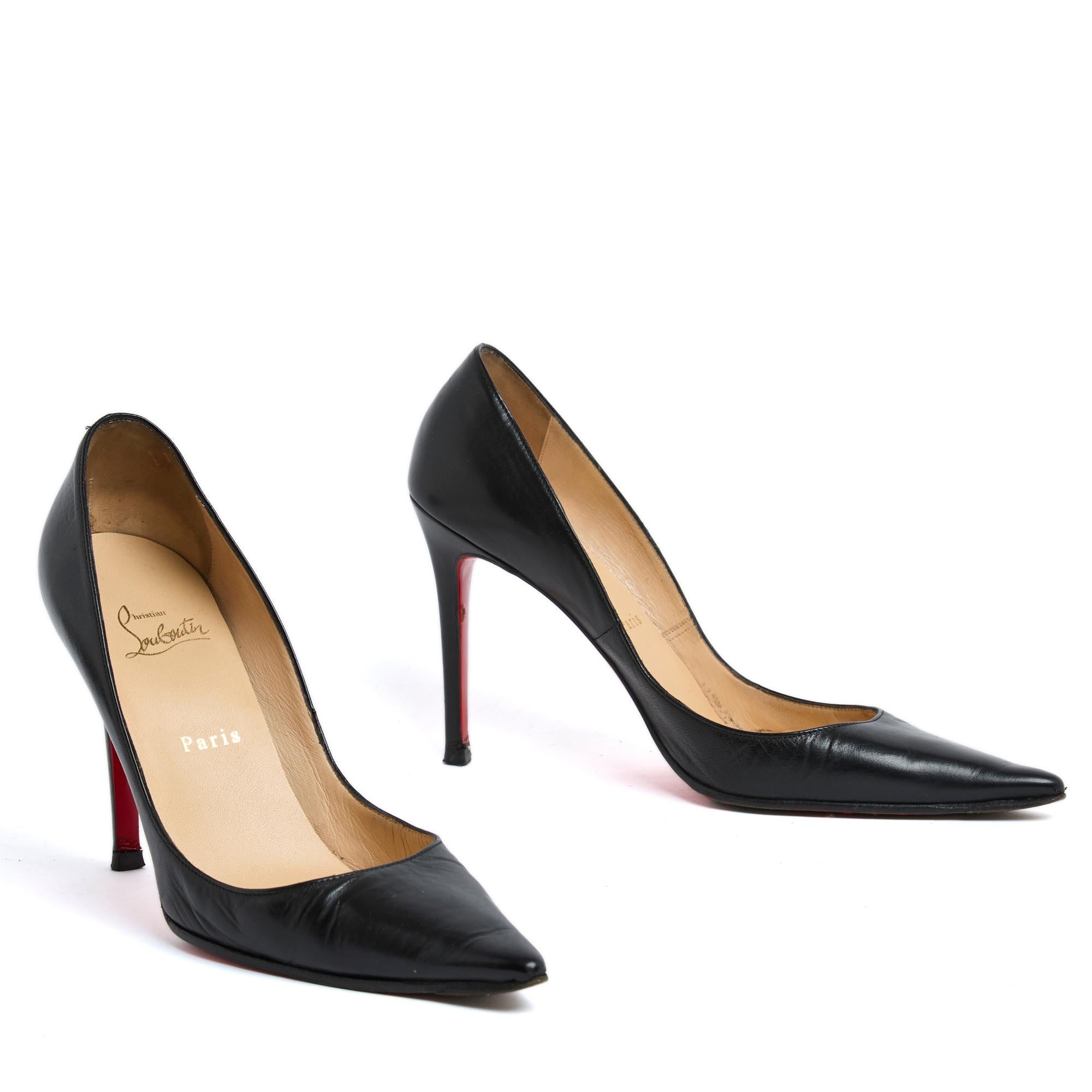 Christian Louboutin Escarpins EU39.5 So Kate 100 Black Leather Heels Pumps US8.5 In Good Condition For Sale In PARIS, FR