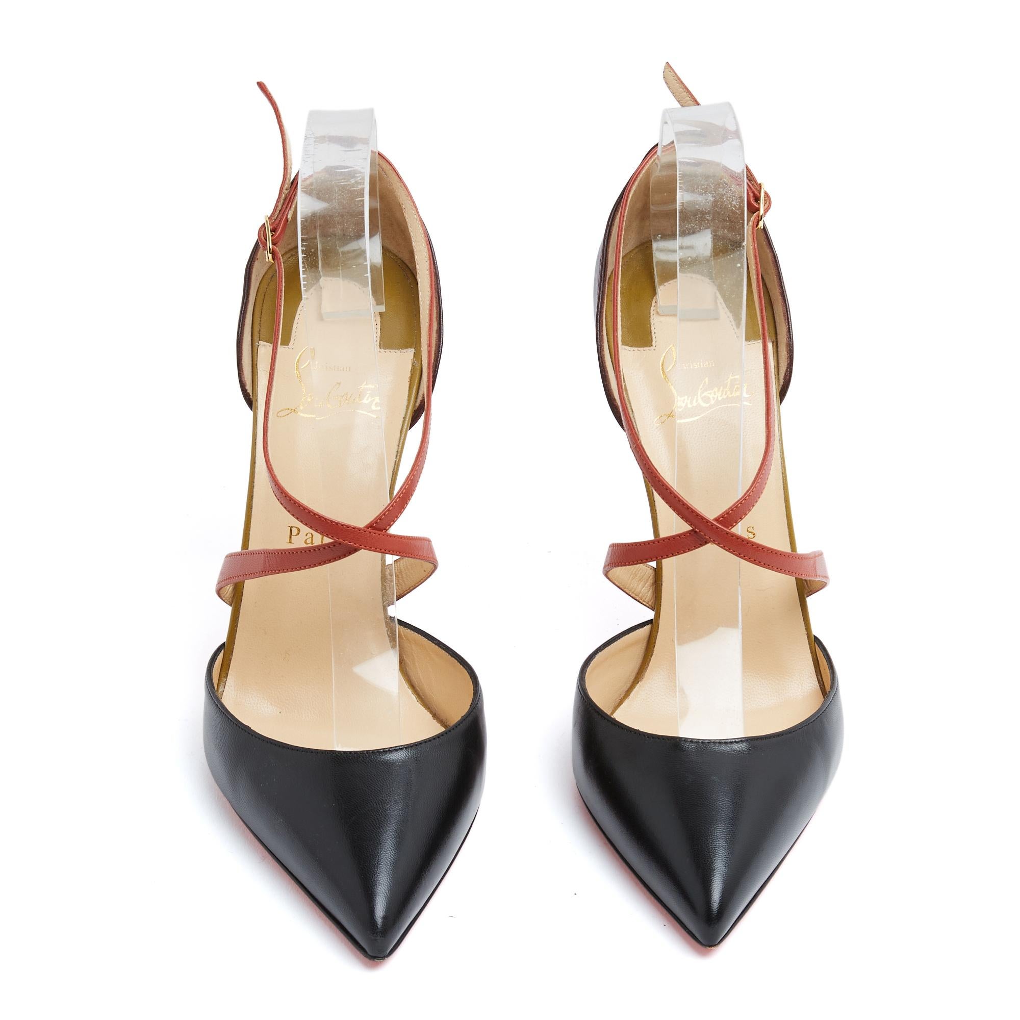 Nero Christian Louboutin Escarpins EU40 Quadri Colore Pelle Tacchi Scarpe UK6.5 US9 in vendita
