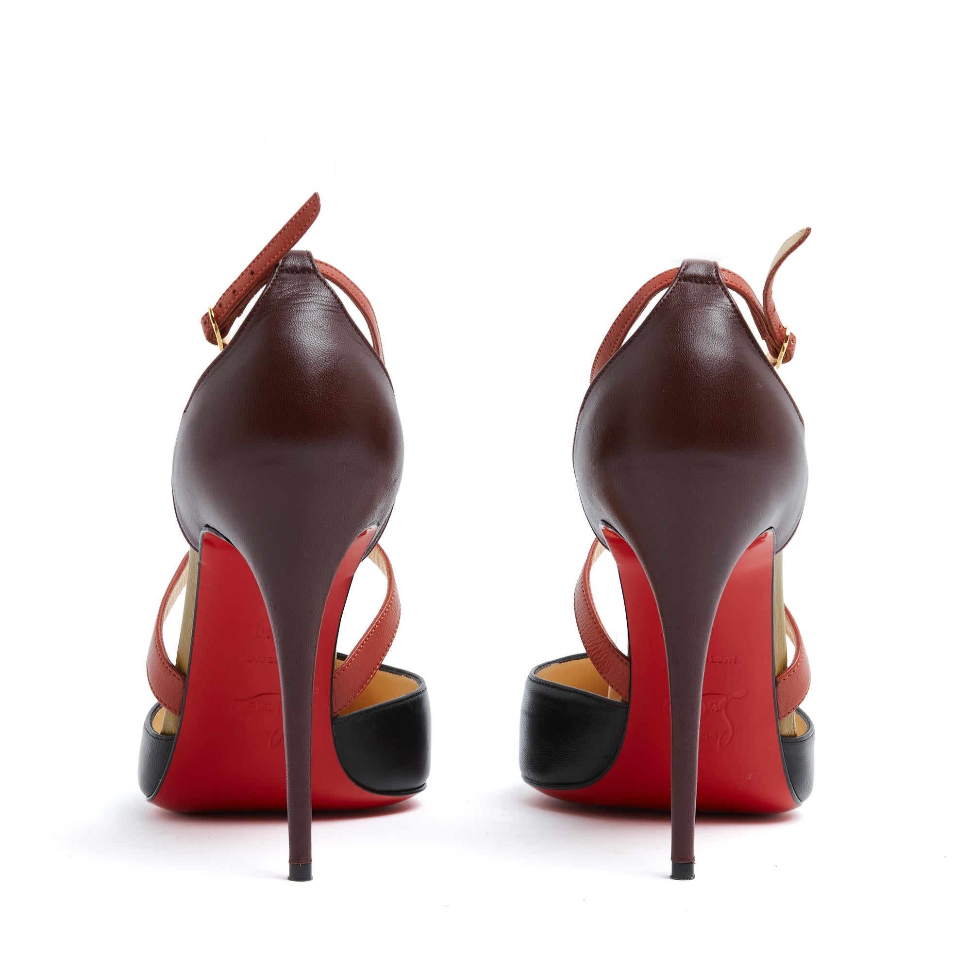Donna Christian Louboutin Escarpins EU40 Quadri Colore Pelle Tacchi Scarpe UK6.5 US9 in vendita