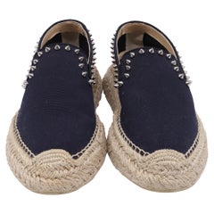 Christian Louboutin Espaboat Espadrille Shoes in Navy Blue Canvas