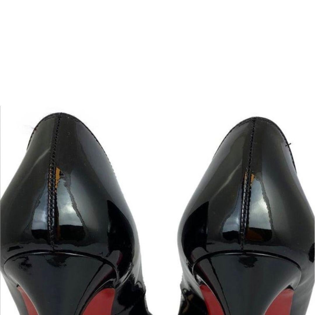 Christian Louboutin EU 37.5 Black Patent Leather Open-Toed Pumps For Sale 1