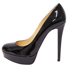 Christian Louboutin EU 40.5 Cuir verni noir, escarpins à plateforme avec talon
