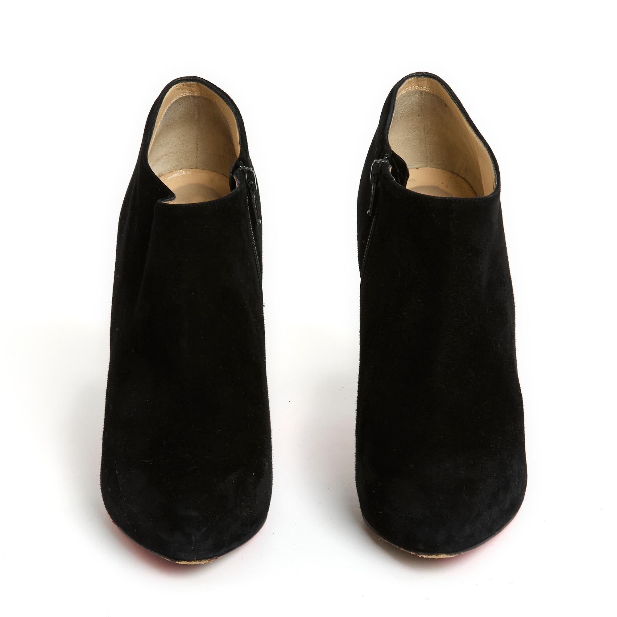 Christian Louboutin EU39 Fifi 100 Black Suede Ankle Boots In Excellent Condition For Sale In PARIS, FR
