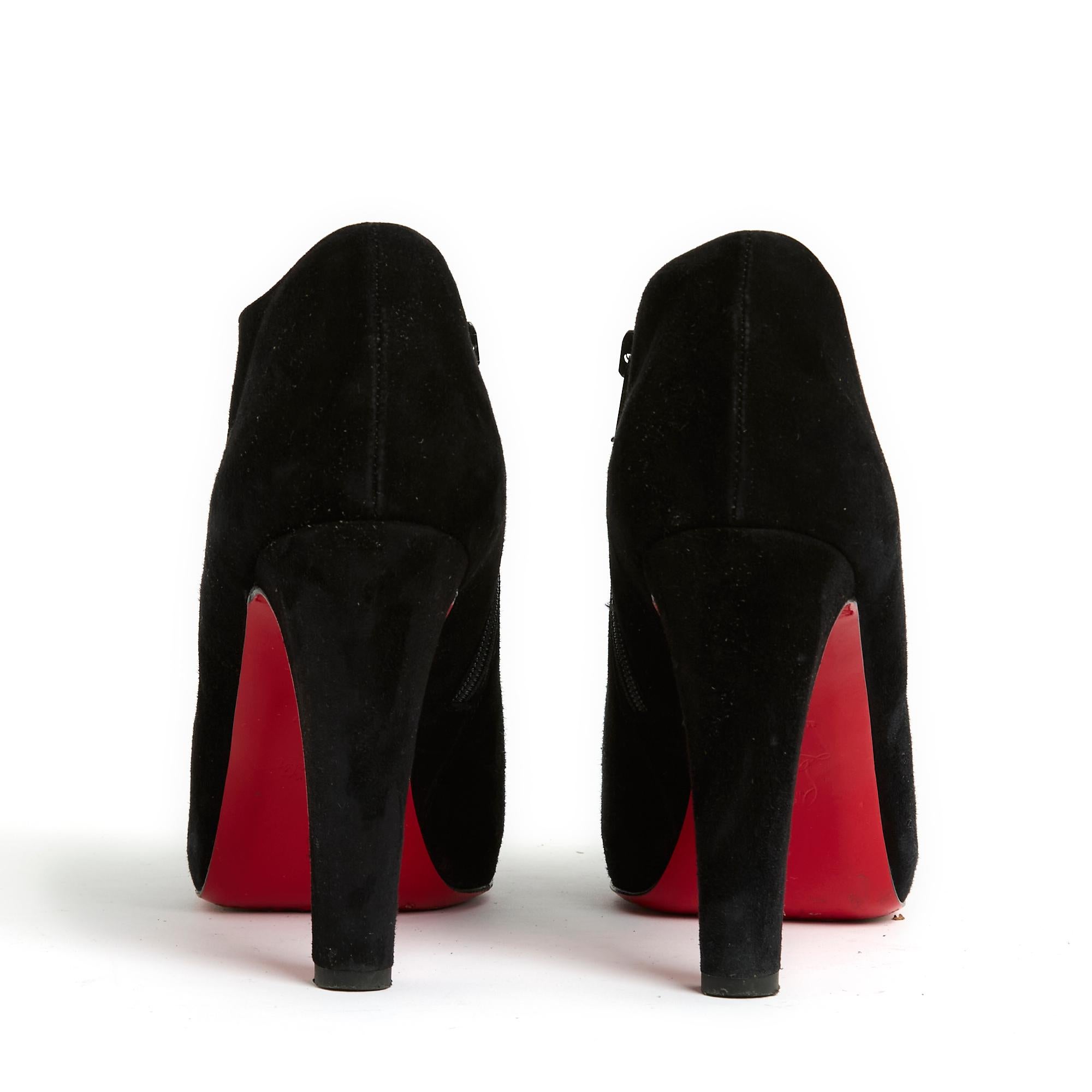 Christian Louboutin EU39 Fifi 100 Black Suede Ankle Boots For Sale 1