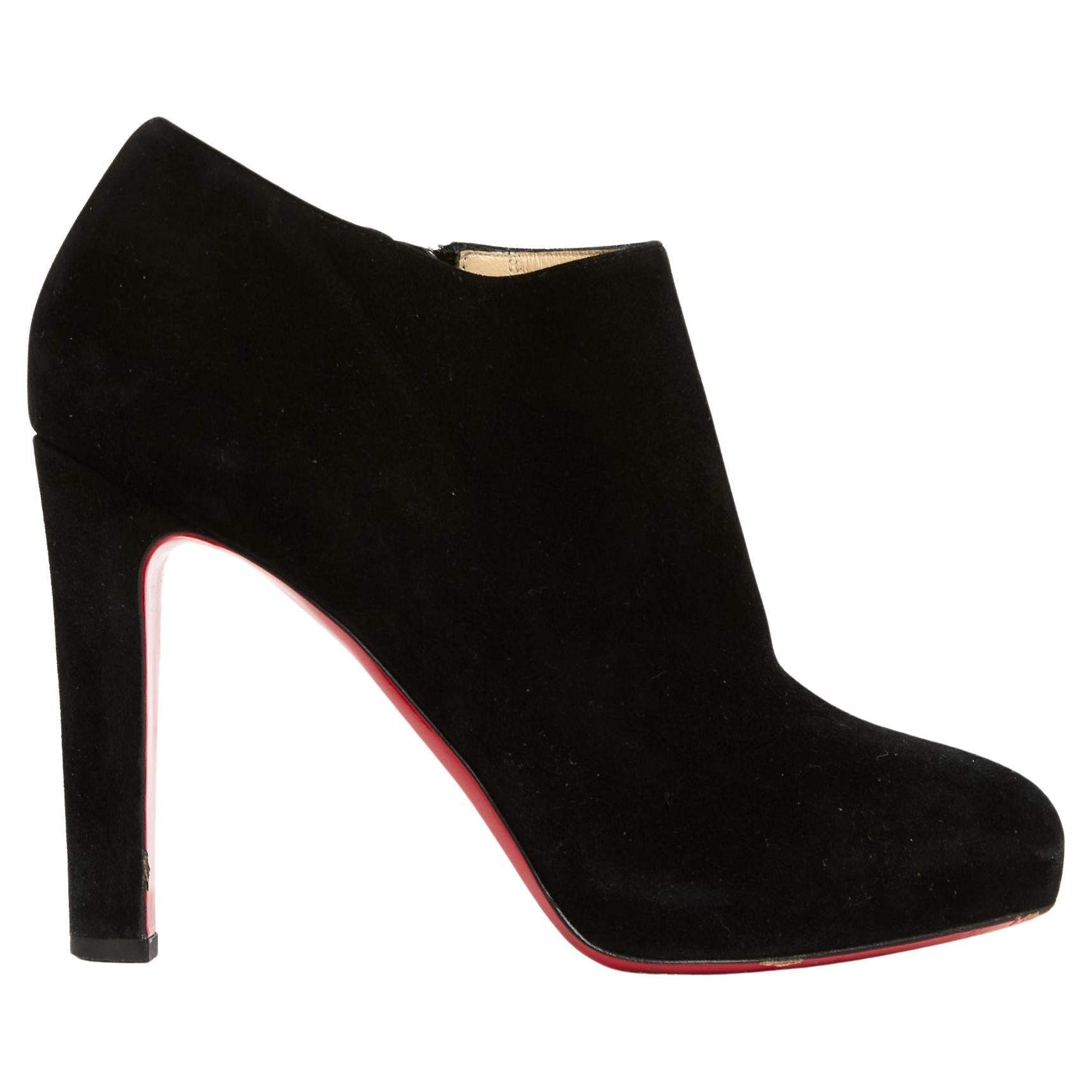 Christian Louboutin EU39 Fifi 100 Black Suede Ankle Boots For Sale