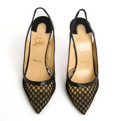 Christian Louboutin EU39 Kate 120 Sling Black Net Pristine