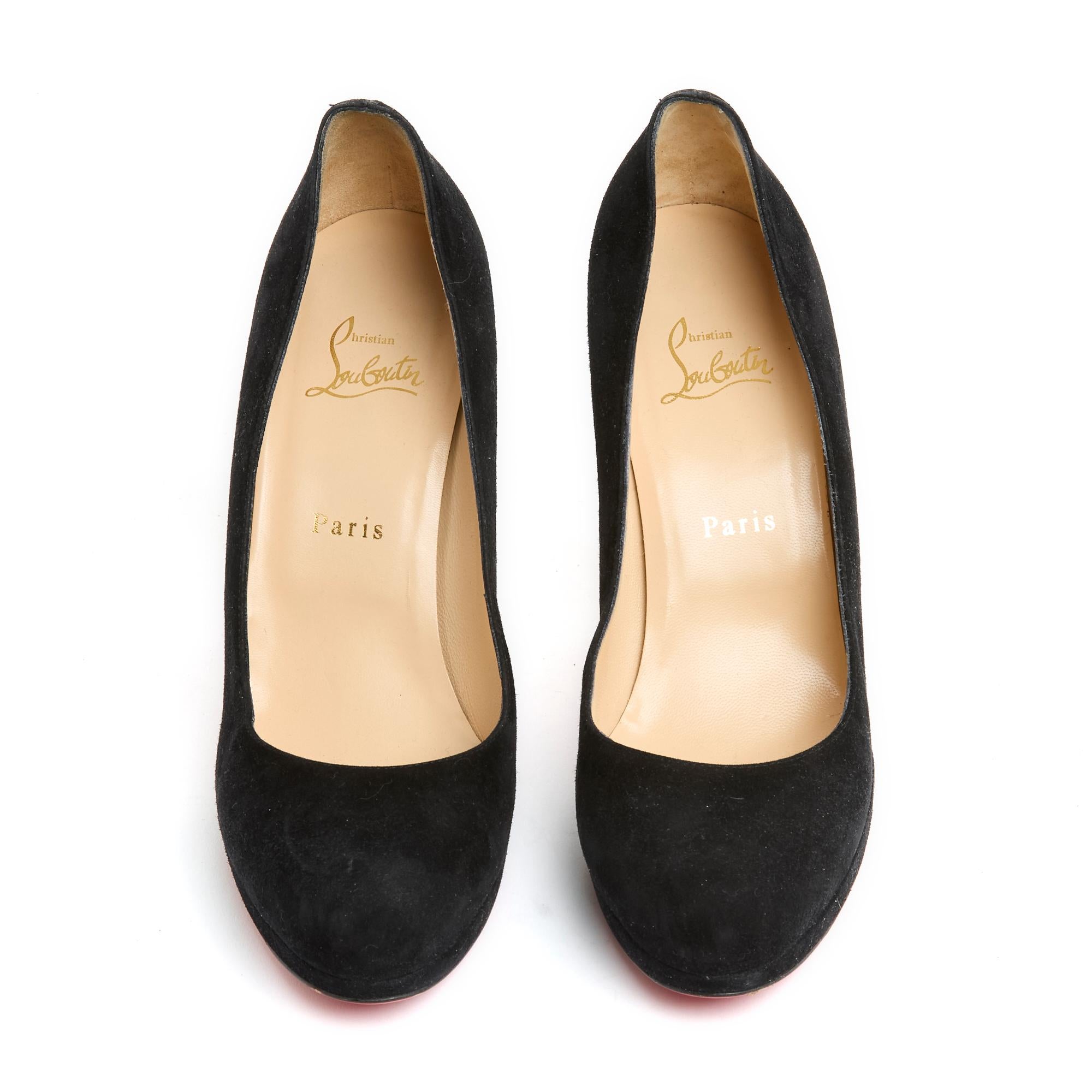 Christian Louboutin EU40 Fifi 100 Black Suede Pristine In Excellent Condition For Sale In PARIS, FR