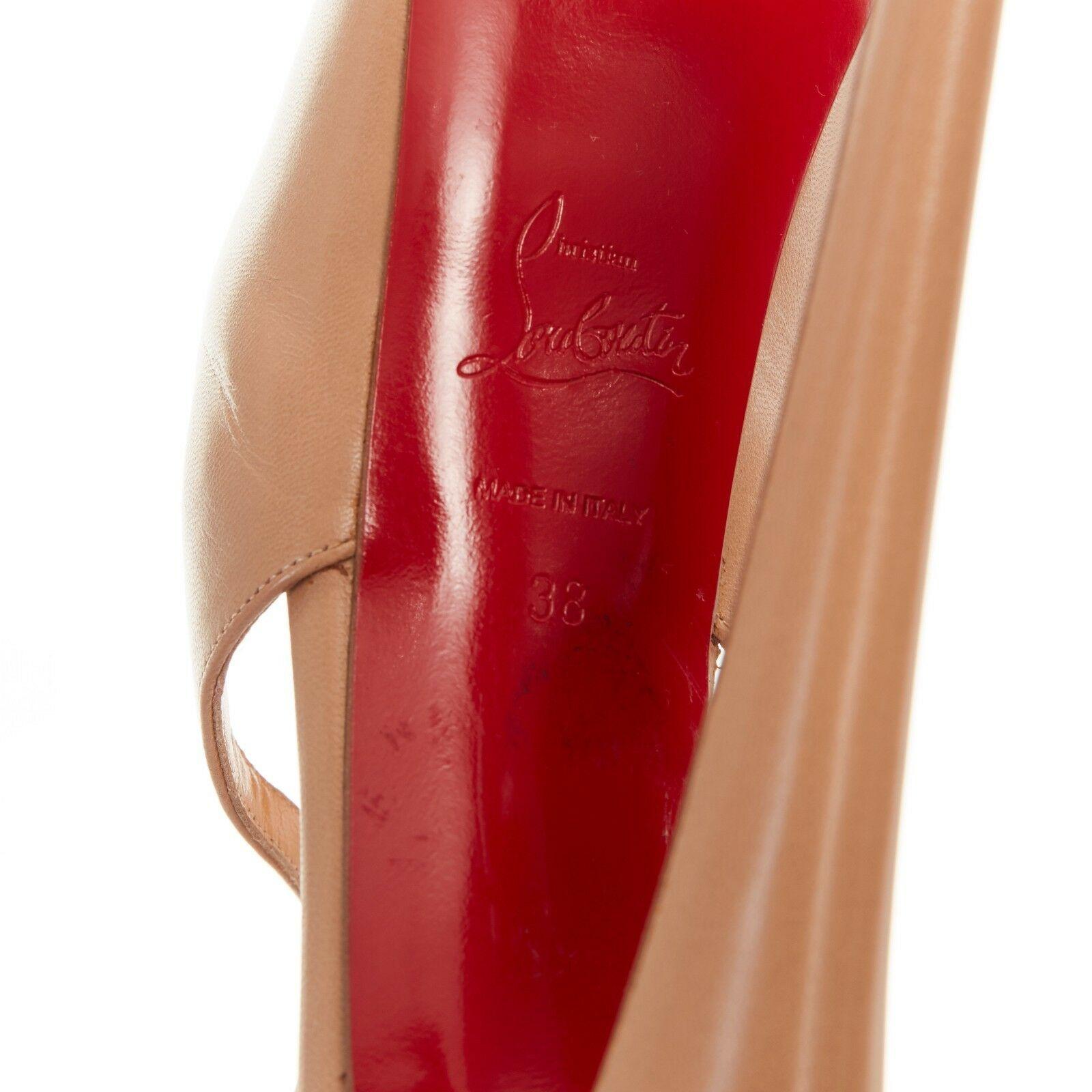 CHRISTIAN LOUBOUTIN Exagona 160 nude beige peep toe platform strap heel EU38 4