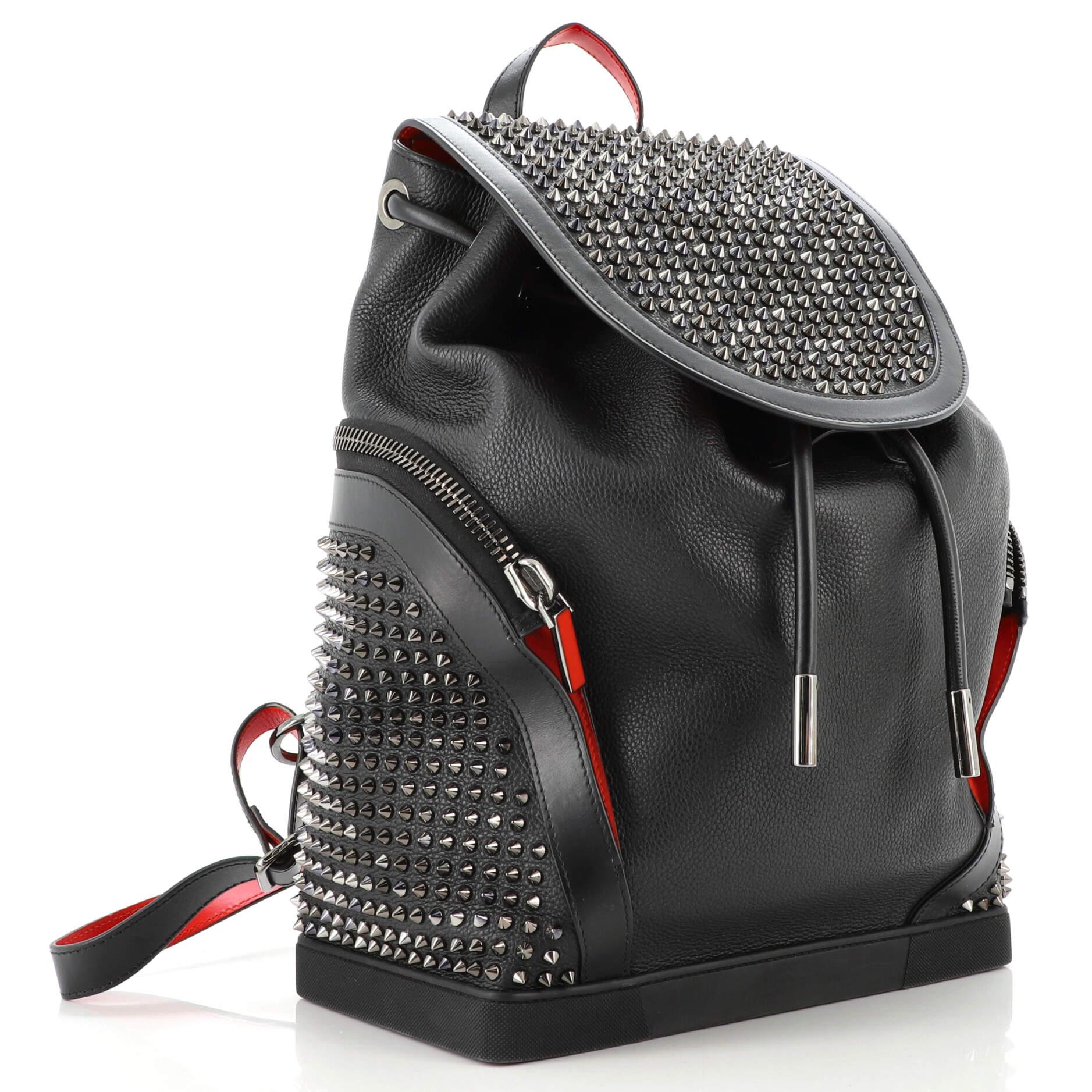 Black Christian Louboutin Explorafunk Backpack Spiked Leather